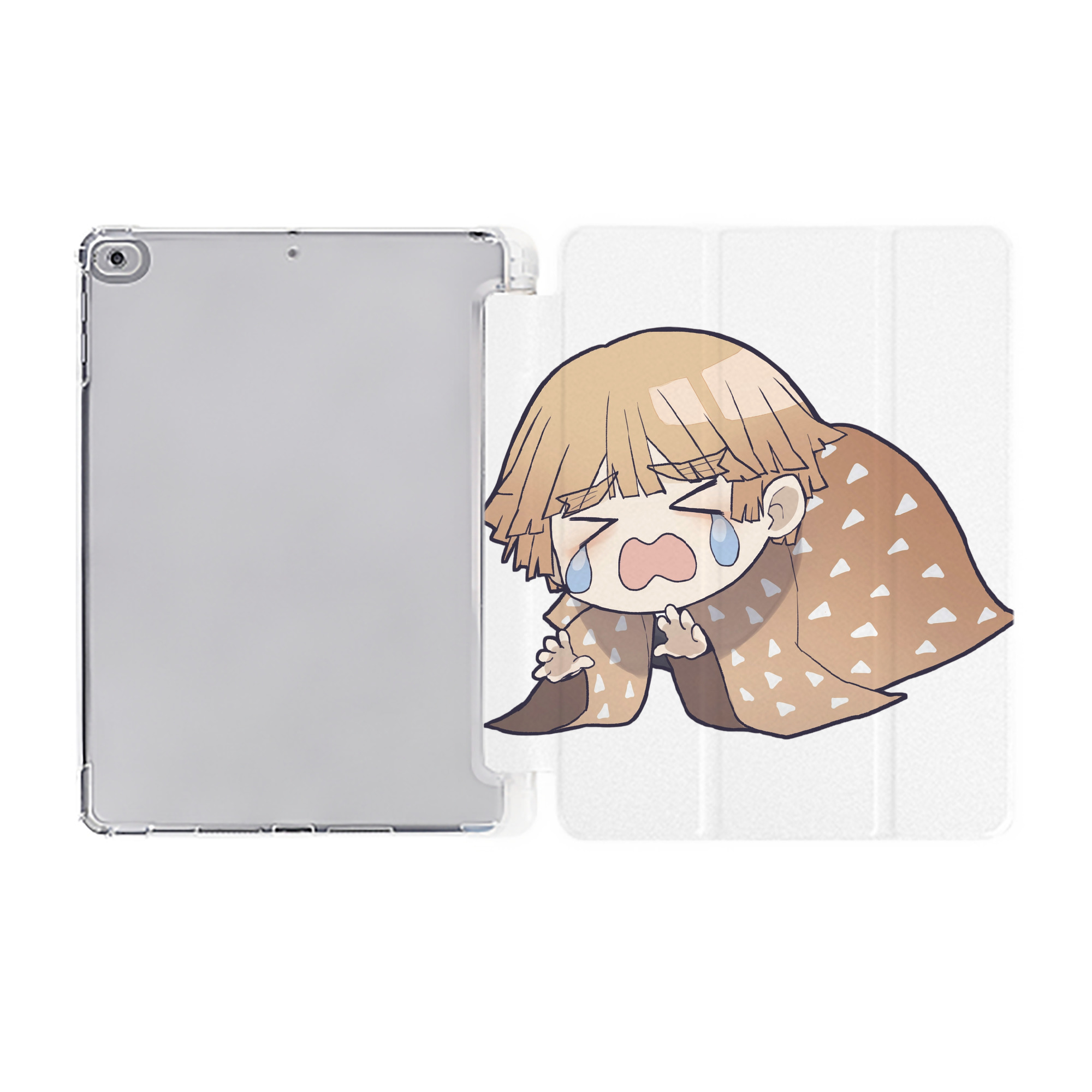 （画像用） 鬼滅の刃（きめつのやいば）我妻 善逸／あがつま ぜんいつ Agatsuma Zenitsu IPad ケース ペン収納付き 三つ折りスタンド PUレザー×シリコン 対応機種9.5/10.5/10.9インチ